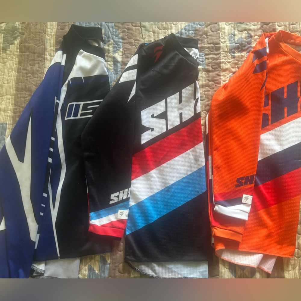 3 youth small Shift Moto jerseys